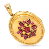 Antique Yellow Gold Foil Backed Tourmaline Floral Motif Locket