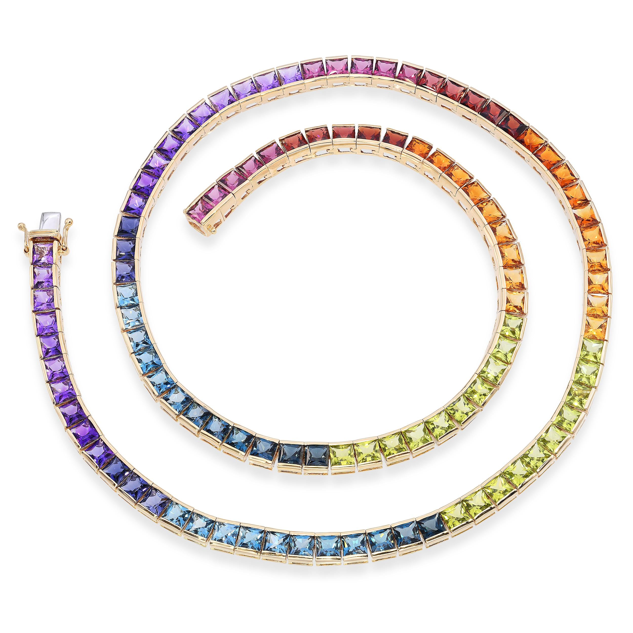 Bellarri Eternal Love 14k Yellow Gold 41.10tcw Multi-Gemstone Necklace