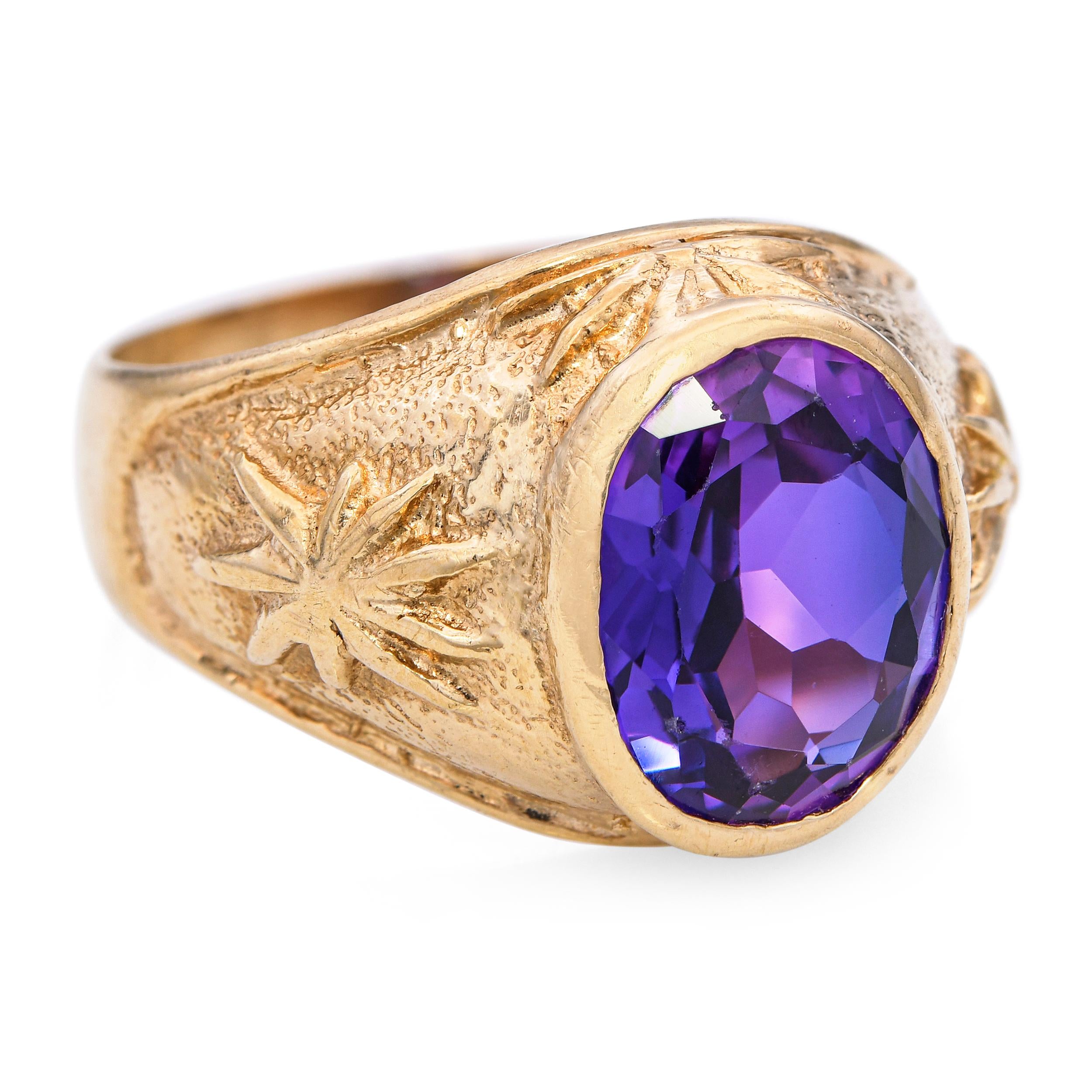 Vintage 18k Yellow Gold 1.81ct Synthetic Sapphire Dome Ring