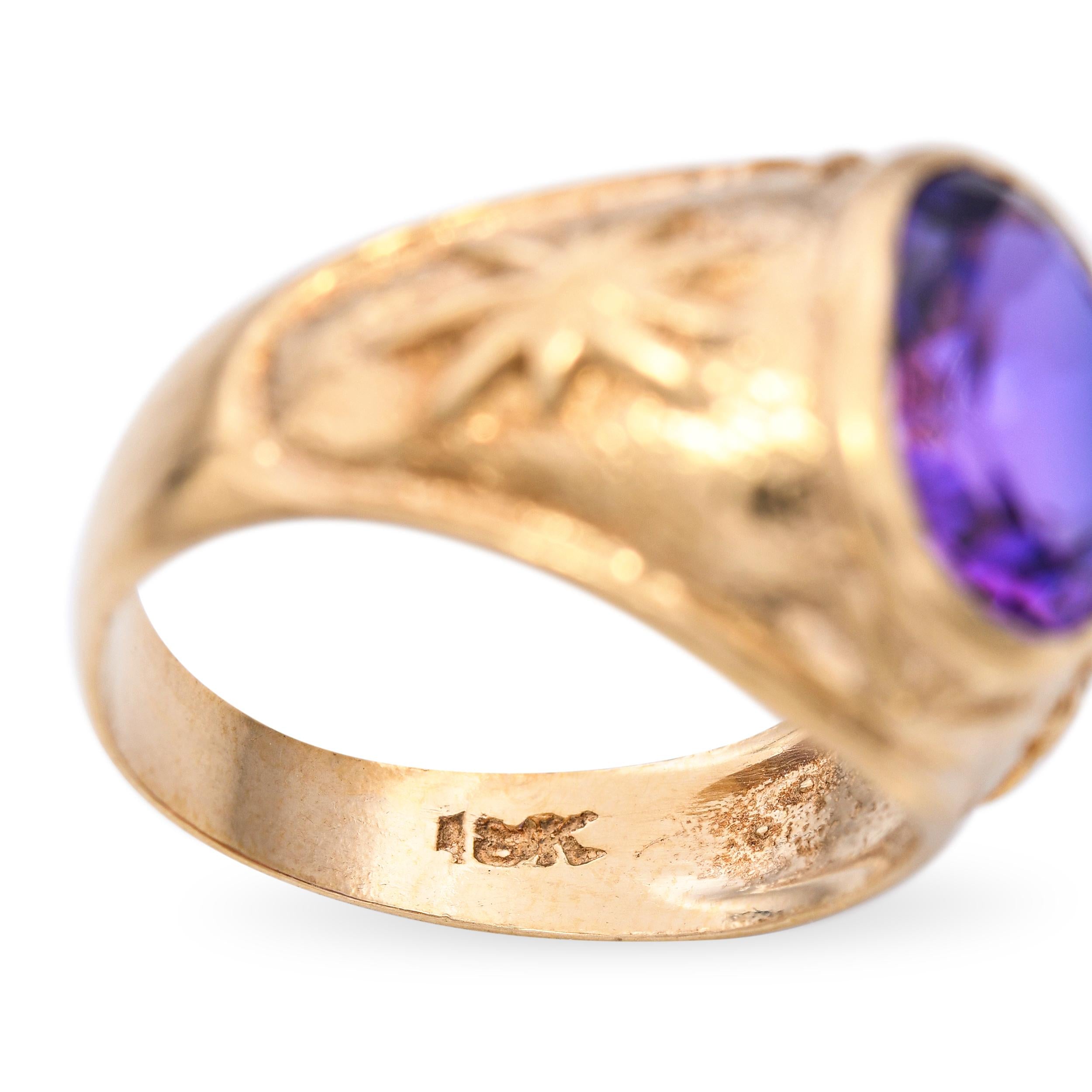 Vintage 18k Yellow Gold 1.81ct Synthetic Sapphire Dome Ring