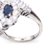 Vintage 14k White Gold Sapphire and Diamond Bypass Ring