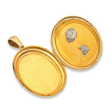 Antique Yellow Gold Foil Backed Tourmaline Floral Motif Locket