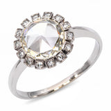 Vintage 18k White Gold GIA O-P IF 2.13ct Rose Cut Diamond Ring