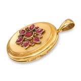 Antique Yellow Gold Foil Backed Tourmaline Floral Motif Locket