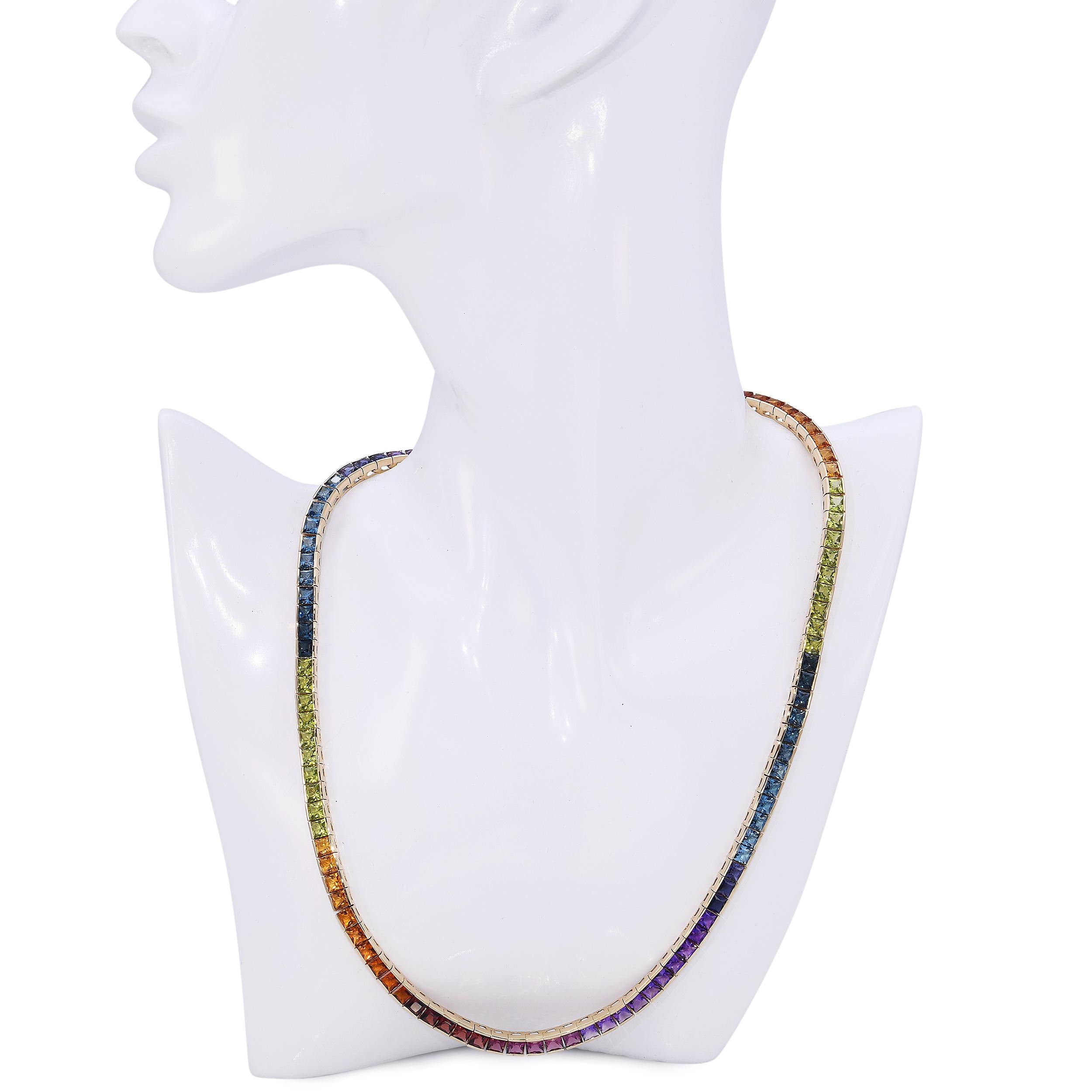 Bellarri Eternal Love 14k Yellow Gold 41.10tcw Multi-Gemstone Necklace
