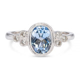 14k White Gold .85ct Aquamarine and Diamond Ring