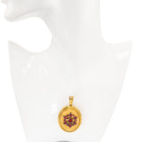 Antique Yellow Gold Foil Backed Tourmaline Floral Motif Locket