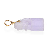 Vintage 14k Yellow Gold Lavender Jade Foo Dog Carving Pendant