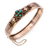 Antique Victorian 8k Rose Gold & Turquoise Floral Hinged Bangle Bracelet