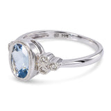14k White Gold .85ct Aquamarine and Diamond Ring
