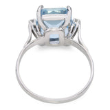 Vintage 18k White Gold 2.80ct Aquamarine and Diamond Ring