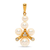 Vintage Mikimoto 18k Yellow Gold Akoya Cultured Pearl and Diamond Pendant