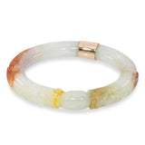 Vintage 14k Yellow Gold Carved Dragon Jadeite Jade Bangle