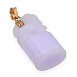 Vintage 14k Yellow Gold Lavender Jade Foo Dog Carving Pendant