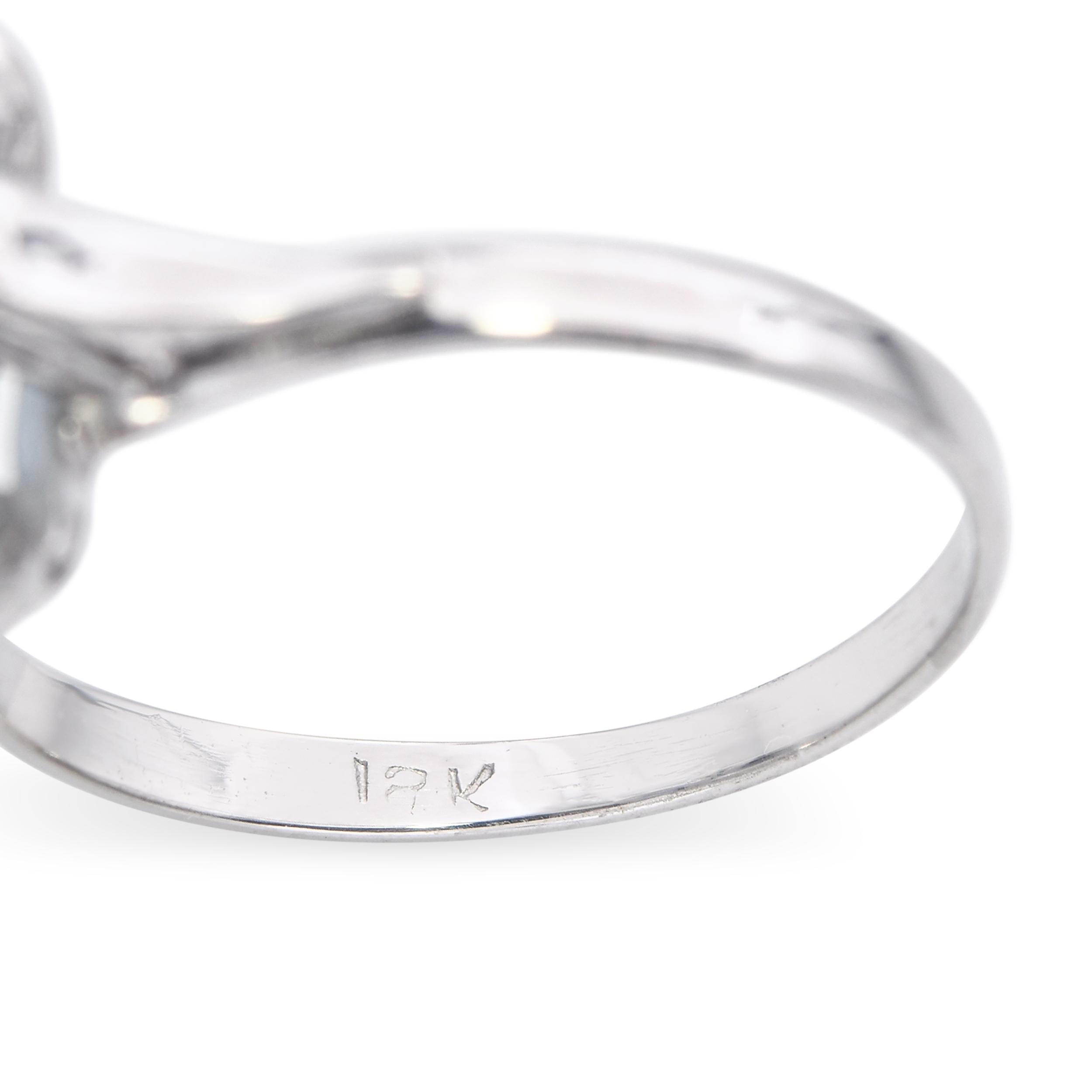 Vintage 18k White Gold 2.80ct Aquamarine and Diamond Ring