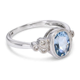 14k White Gold .85ct Aquamarine and Diamond Ring