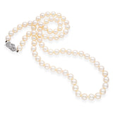 Vintage White Gold Diamond Clasp Pearl Necklace