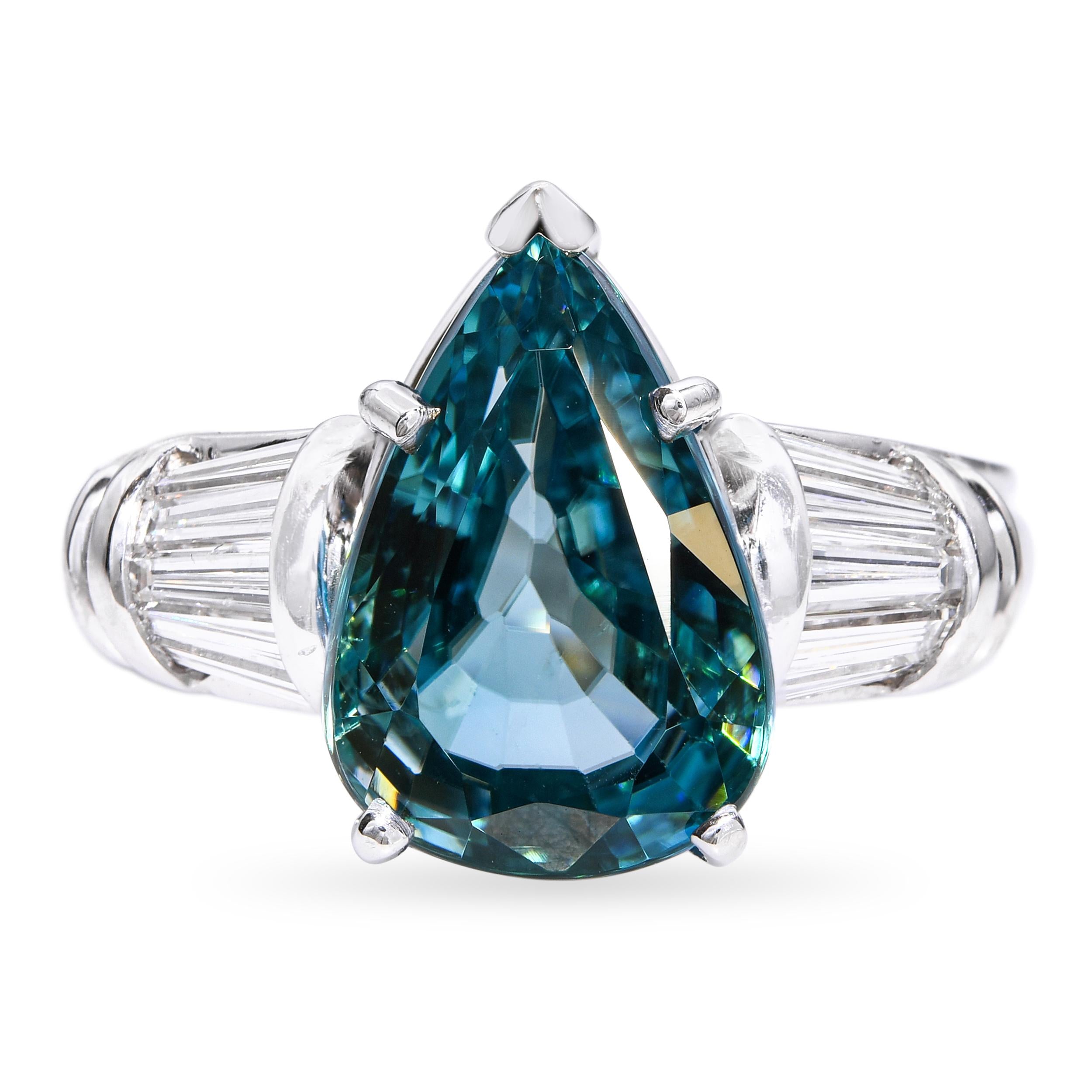 Scott Kay Platinum 1.2tcw Diamond and 5.93ct Blue Zircon Ring