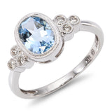 14k White Gold .85ct Aquamarine and Diamond Ring