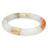 Vintage 14k Yellow Gold Carved Dragon Jadeite Jade Bangle