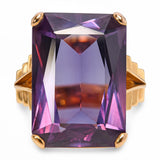 Vintage 21k Yellow Gold Synthetic Color Change Sapphire Ring
