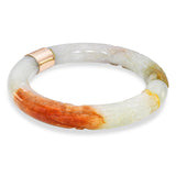 Vintage 14k Yellow Gold Carved Dragon Jadeite Jade Bangle