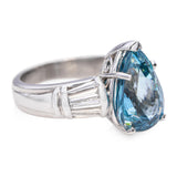 Scott Kay Platinum 1.2tcw Diamond and 5.93ct Blue Zircon Ring