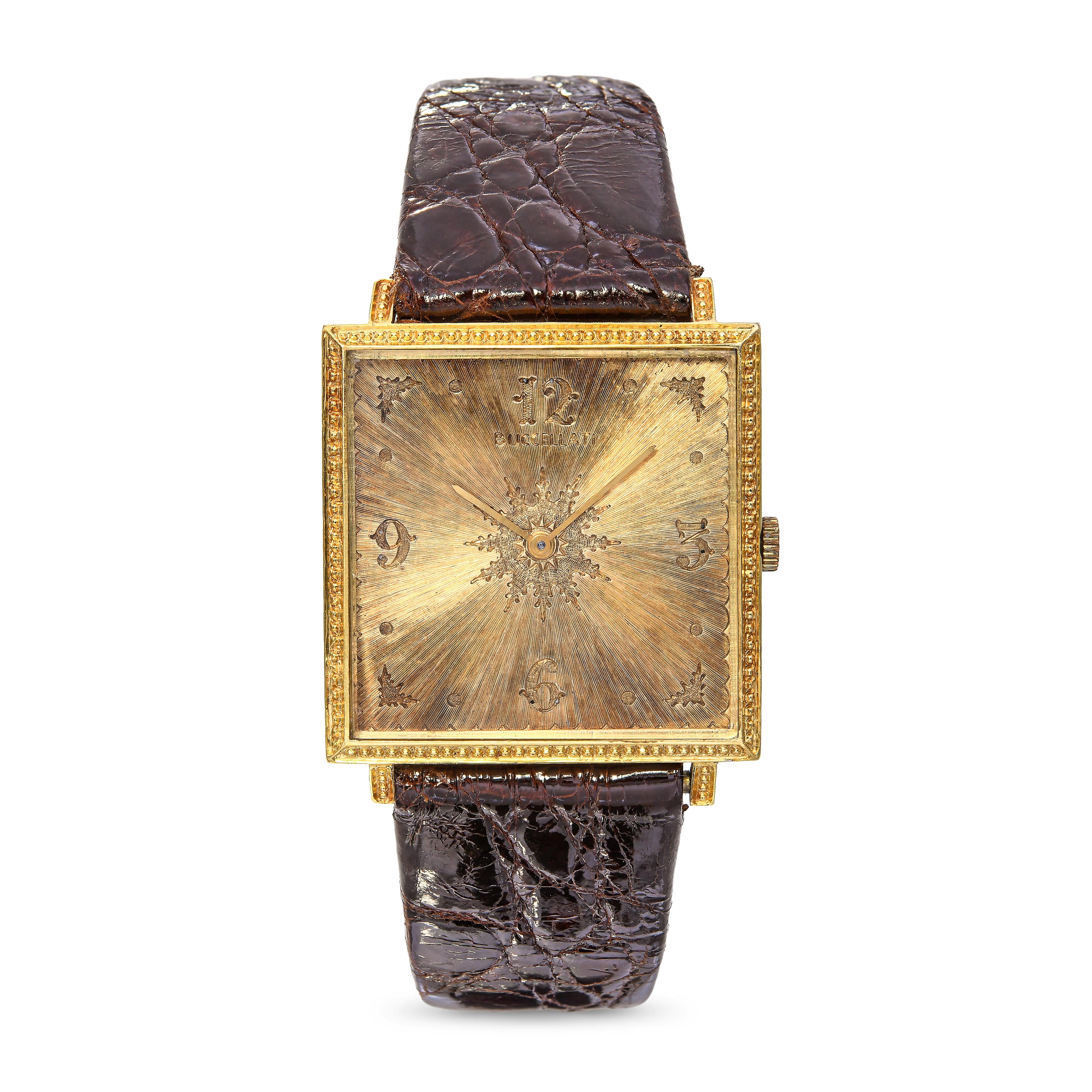 Vintage Buccellati 18k Yellow Gold Snowflake Wristwatch