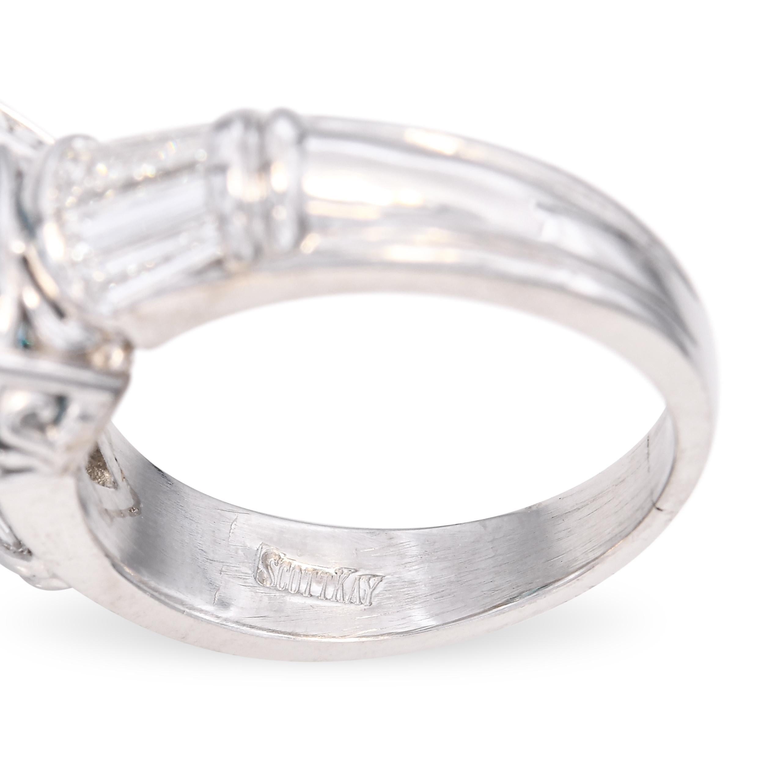 Scott Kay Platinum 1.2tcw Diamond and 5.93ct Blue Zircon Ring