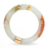 Vintage 14k Yellow Gold Carved Dragon Jadeite Jade Bangle
