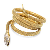 Vintage 18k Yellow and 14k White Gold and Diamond Snake Bracelet