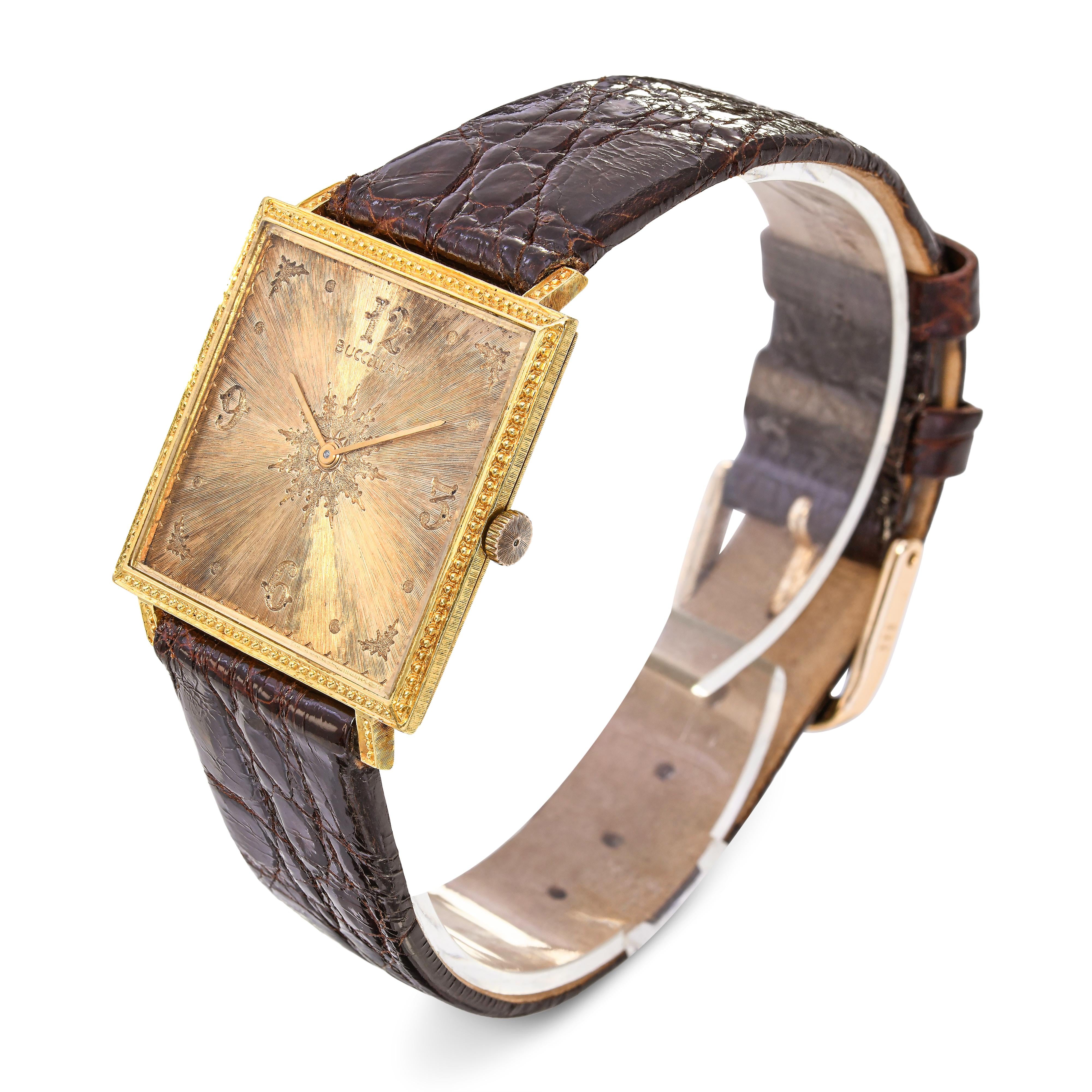 Vintage Buccellati 18k Yellow Gold Snowflake Wristwatch