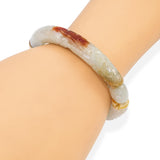 Vintage 14k Yellow Gold Carved Dragon Jadeite Jade Bangle