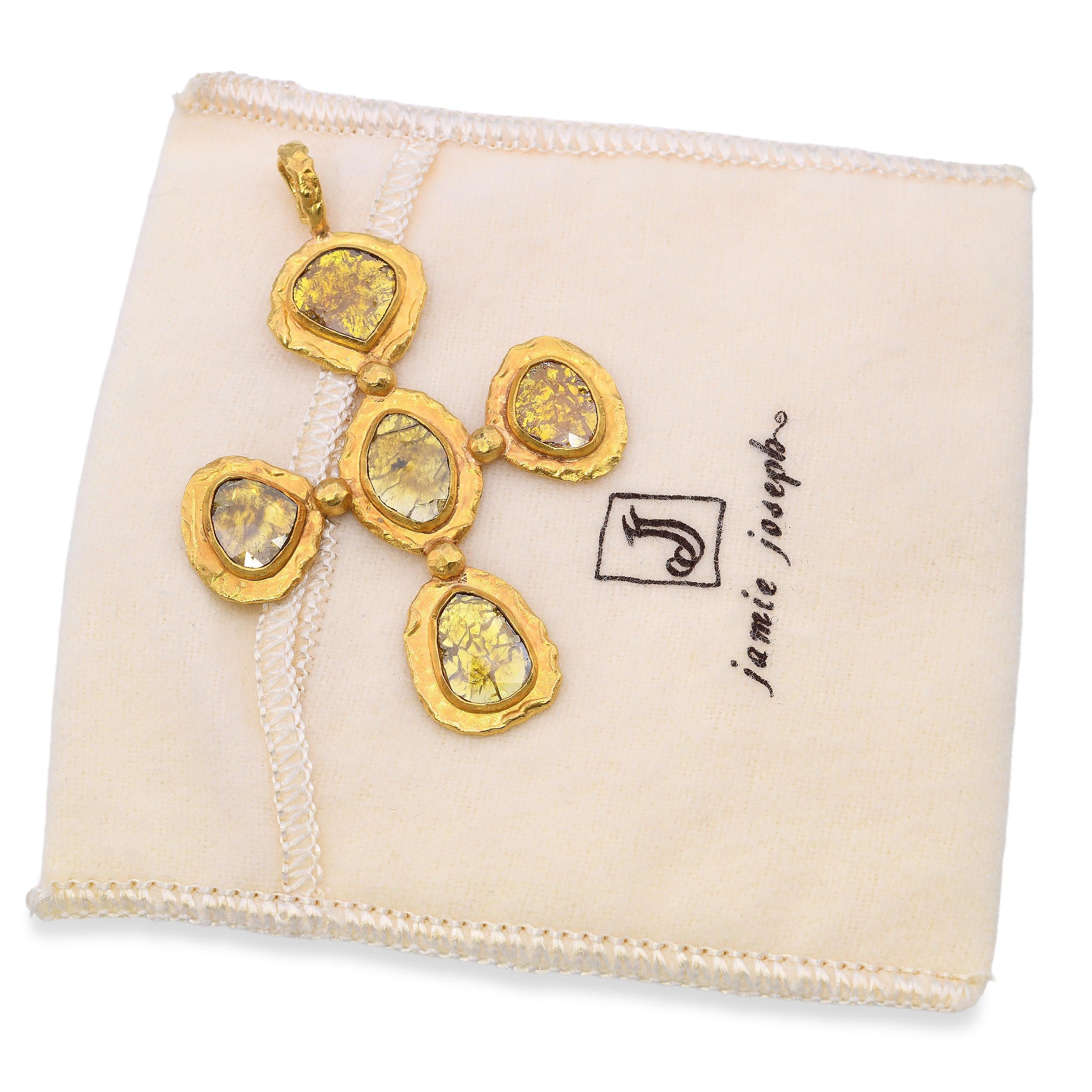 Jamie Joseph 21k Yellow Gold Yellow Polki Diamond Cross Pendant