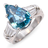Scott Kay Platinum 1.2tcw Diamond and 5.93ct Blue Zircon Ring