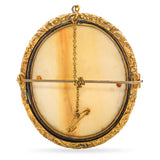 Antique Gold Filled Carved Bone Cameo Brooch