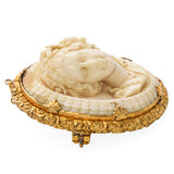 Antique Gold Filled Carved Bone Cameo Brooch