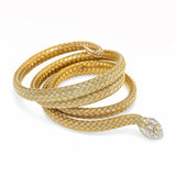 Vintage 18k Yellow and 14k White Gold and Diamond Snake Bracelet