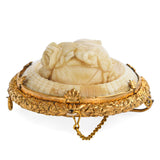 Antique Gold Filled Carved Bone Cameo Brooch