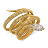 Vintage 18k Yellow and 14k White Gold and Diamond Snake Bracelet