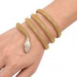 Vintage 18k Yellow and 14k White Gold and Diamond Snake Bracelet