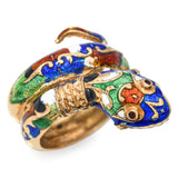 Vintage 14k Yellow Gold Enamel Coiled Snake Ring