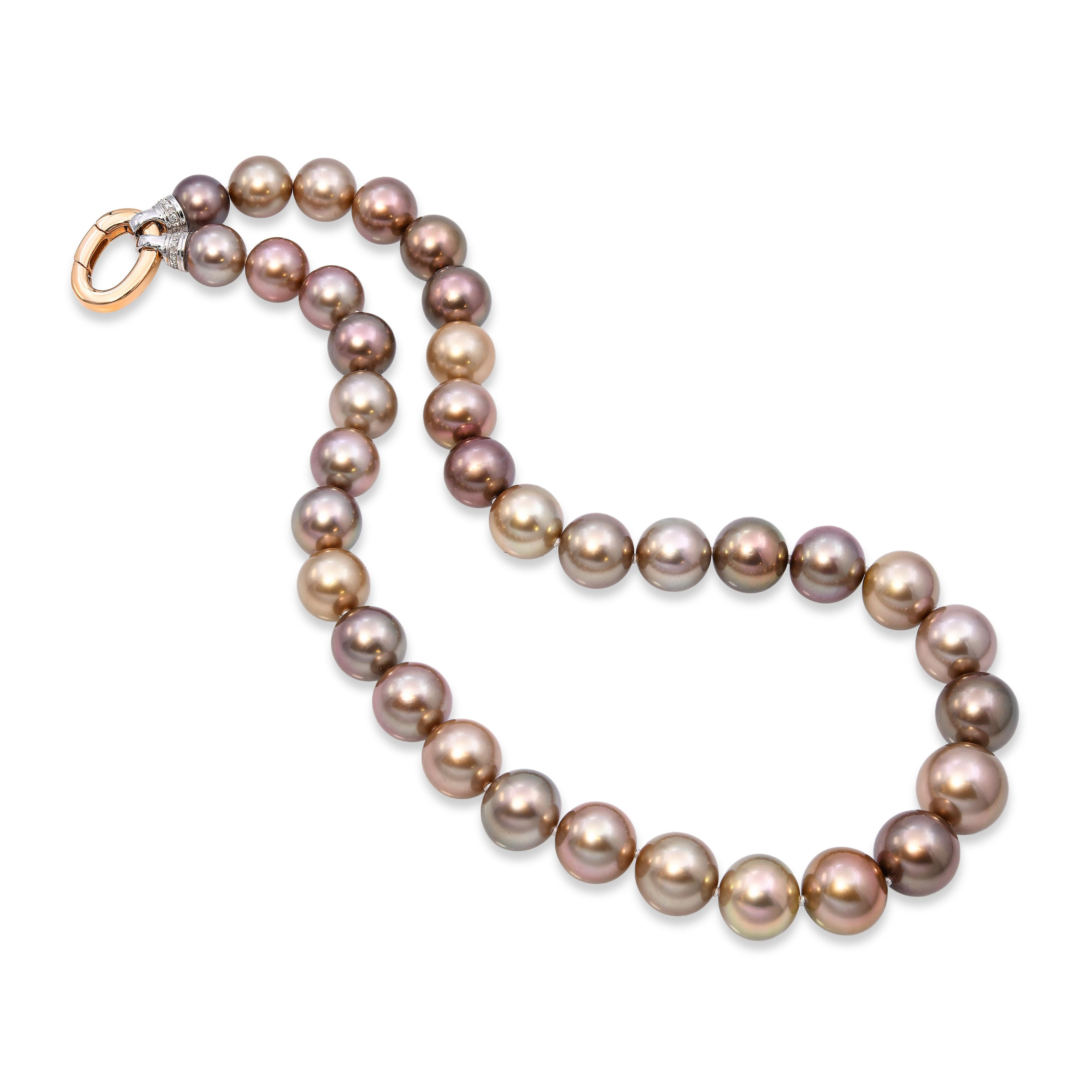 18k Yellow Gold Tahitian Pearl and Diamond Strand Necklace