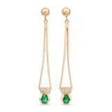 14k Yellow Gold Emerald and Diamond Geometric Drop Earrings
