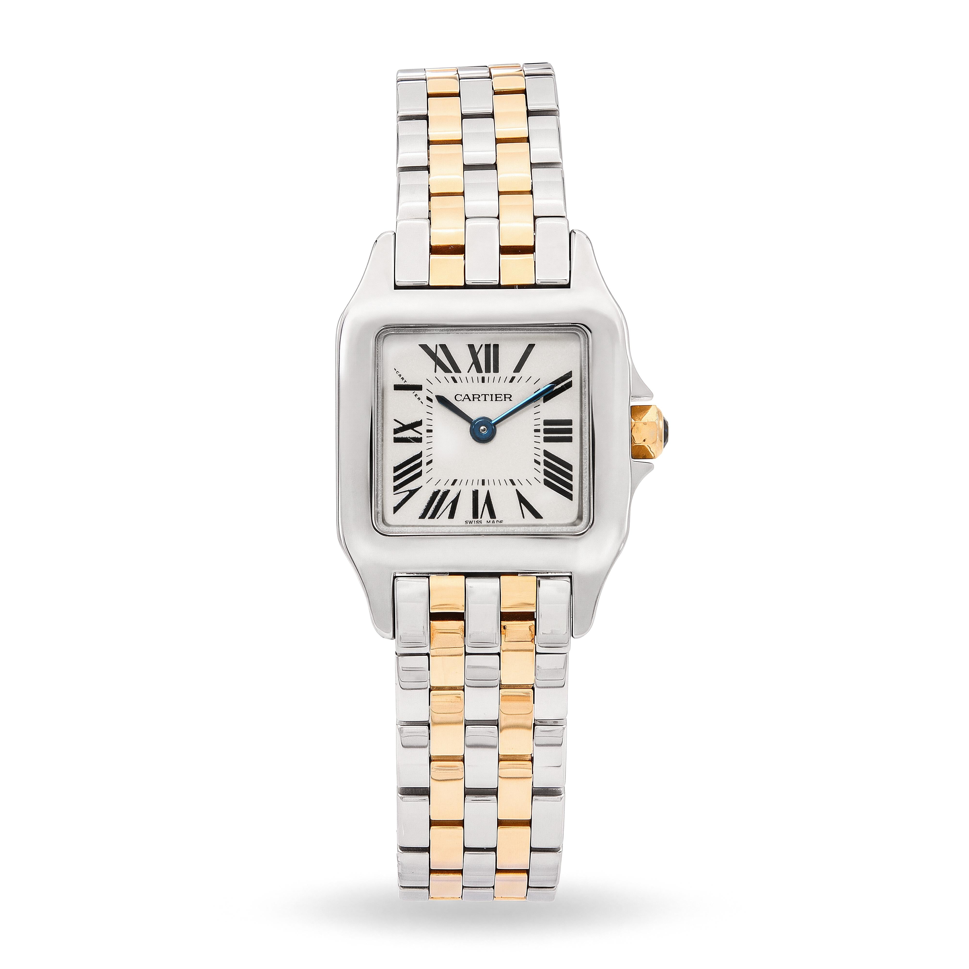 Cartier Two Tone 18k & Stainless Santos Demoiselle 20mm Quartz Watch Ref. 2698