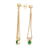 14k Yellow Gold Emerald and Diamond Geometric Drop Earrings