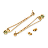 14k Yellow Gold Emerald and Diamond Geometric Drop Earrings