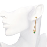 14k Yellow Gold Emerald and Diamond Geometric Drop Earrings