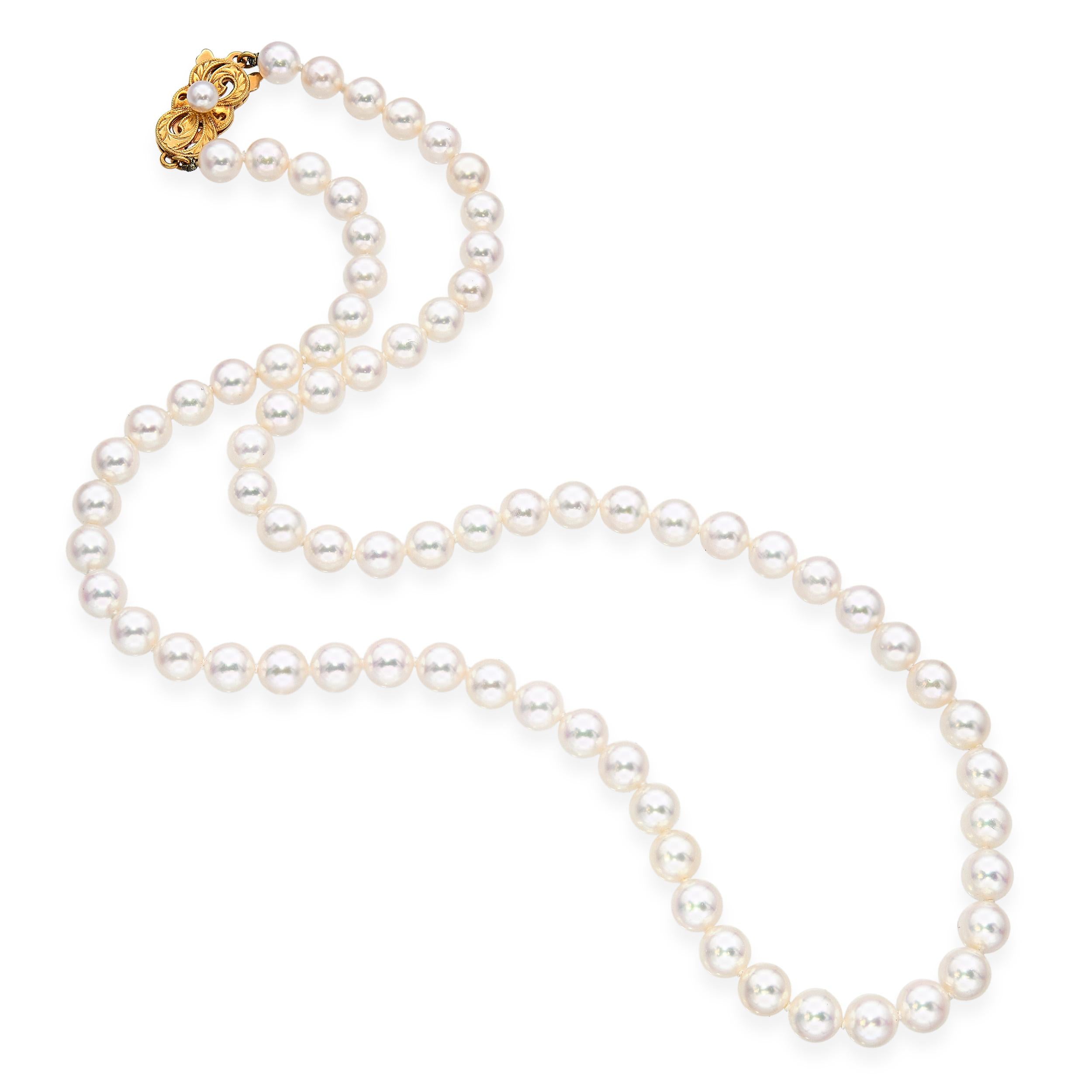 Mikimoto 18k Yellow Gold Pearl Strand Necklace