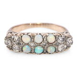 Antique 8k Yellow Gold 0.36tcw Old Mine Cut Diamond and Opal Filigree Ring
